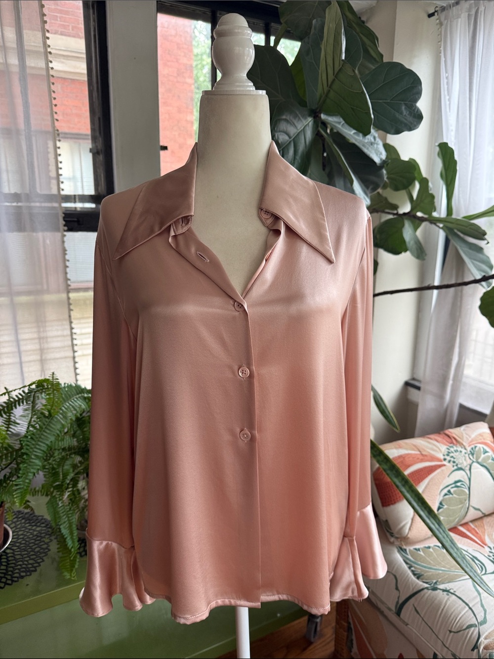 Neiman Marcus silk button down pajama top